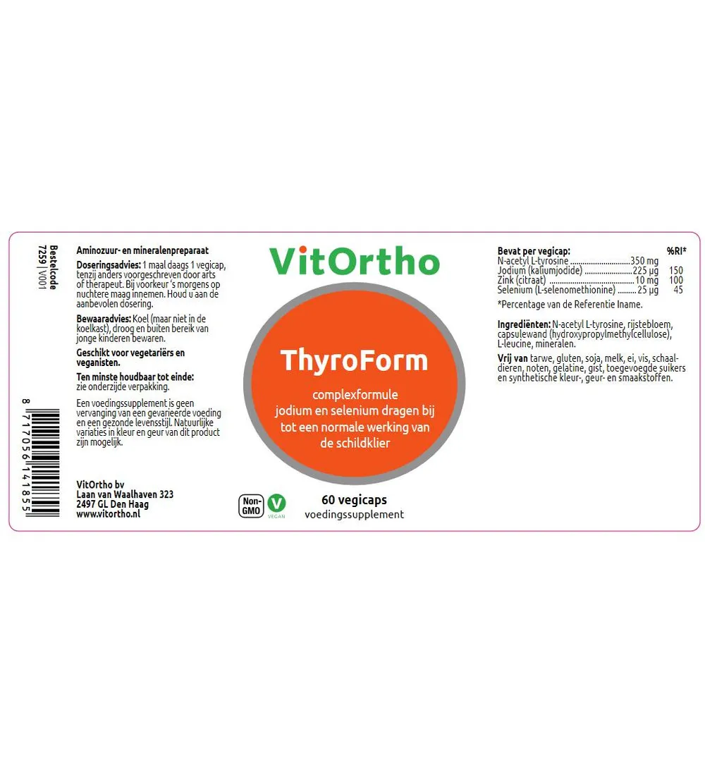 VitOrtho ThyroForm (60 vega capsules)