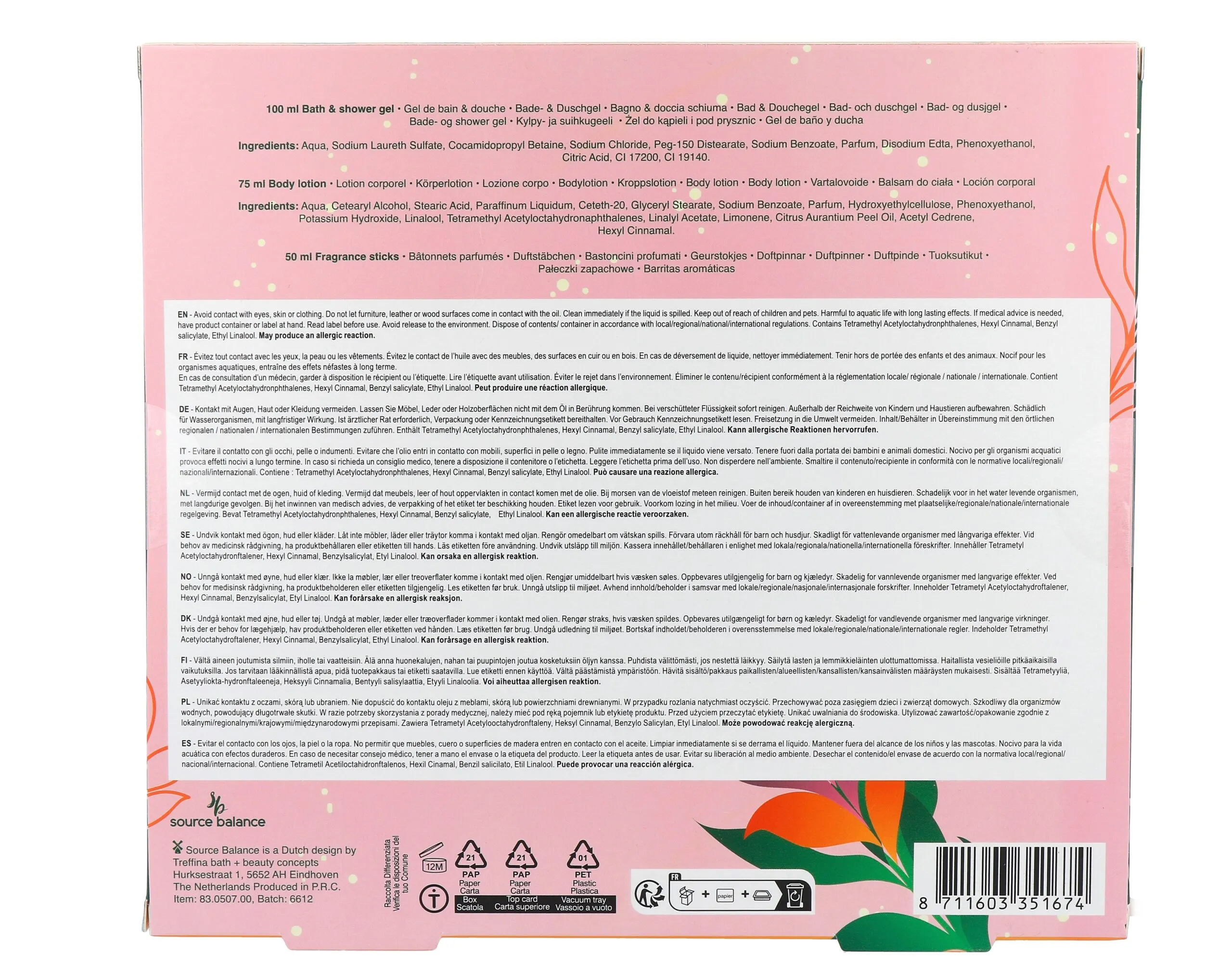 Botanicals Geschenkset Geurstokjes, Bodylotion En Douchegel (1 set)