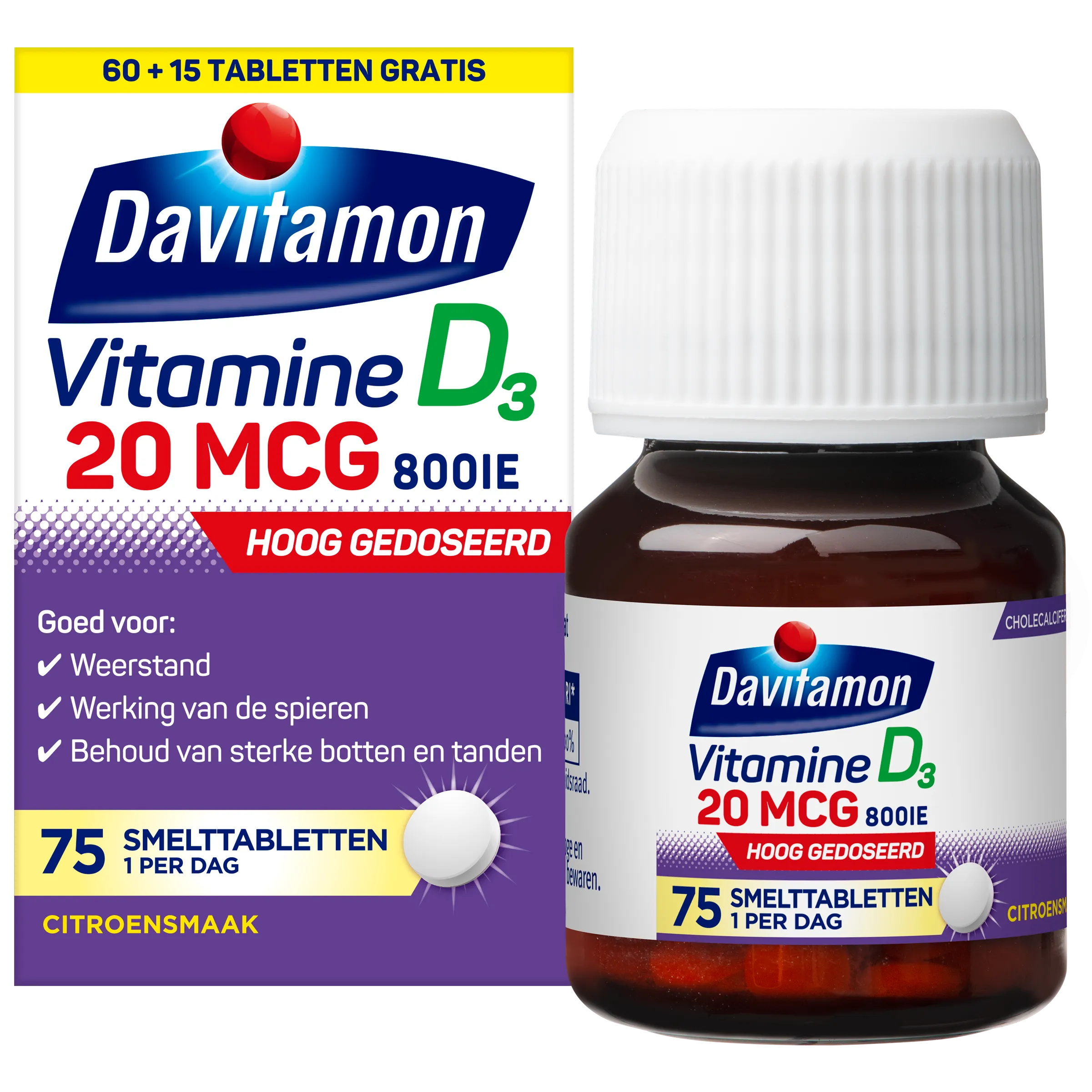 Davitamon Vitamine D3 20mcg (75 tabletten)