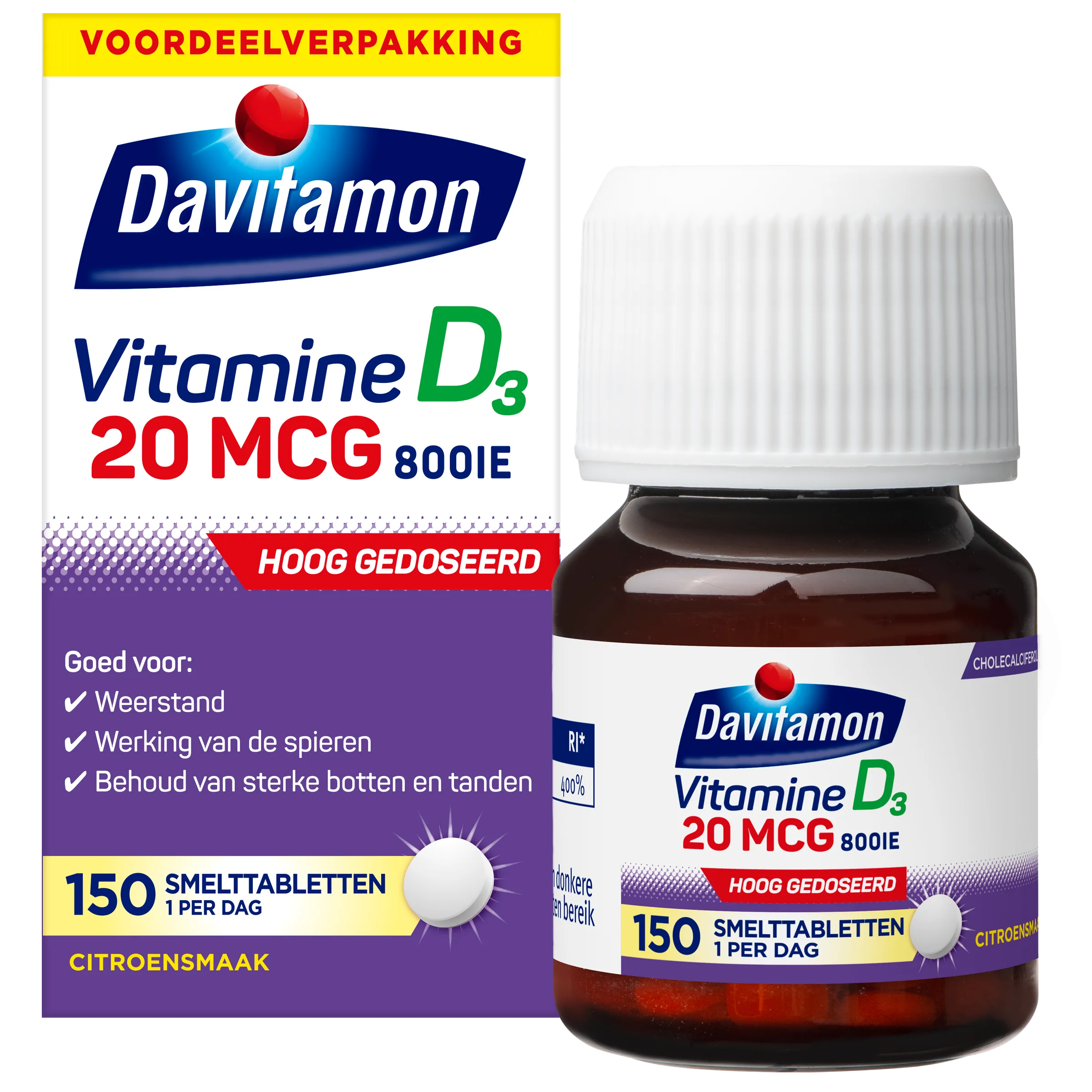 Davitamon Vitamine D3 20mcg (150 tabletten)