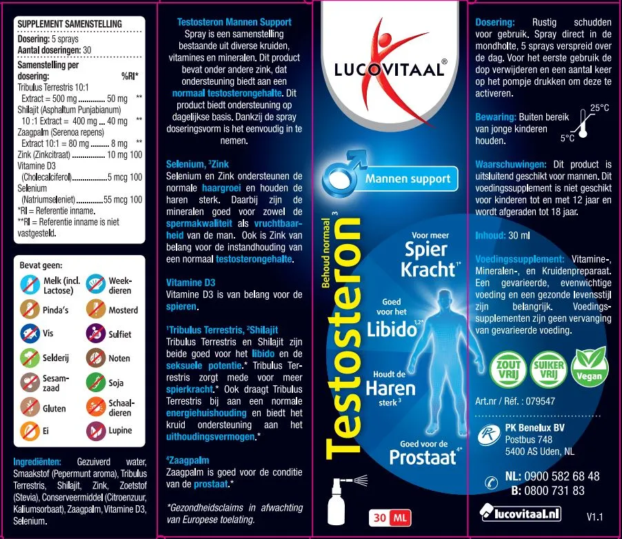 Lucovitaal Testosteron Mannen Support Spray (30 ml)