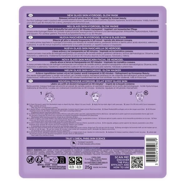L'Oréal Paris Glass Skin Hydrogel Glow Mask (1 stuk)