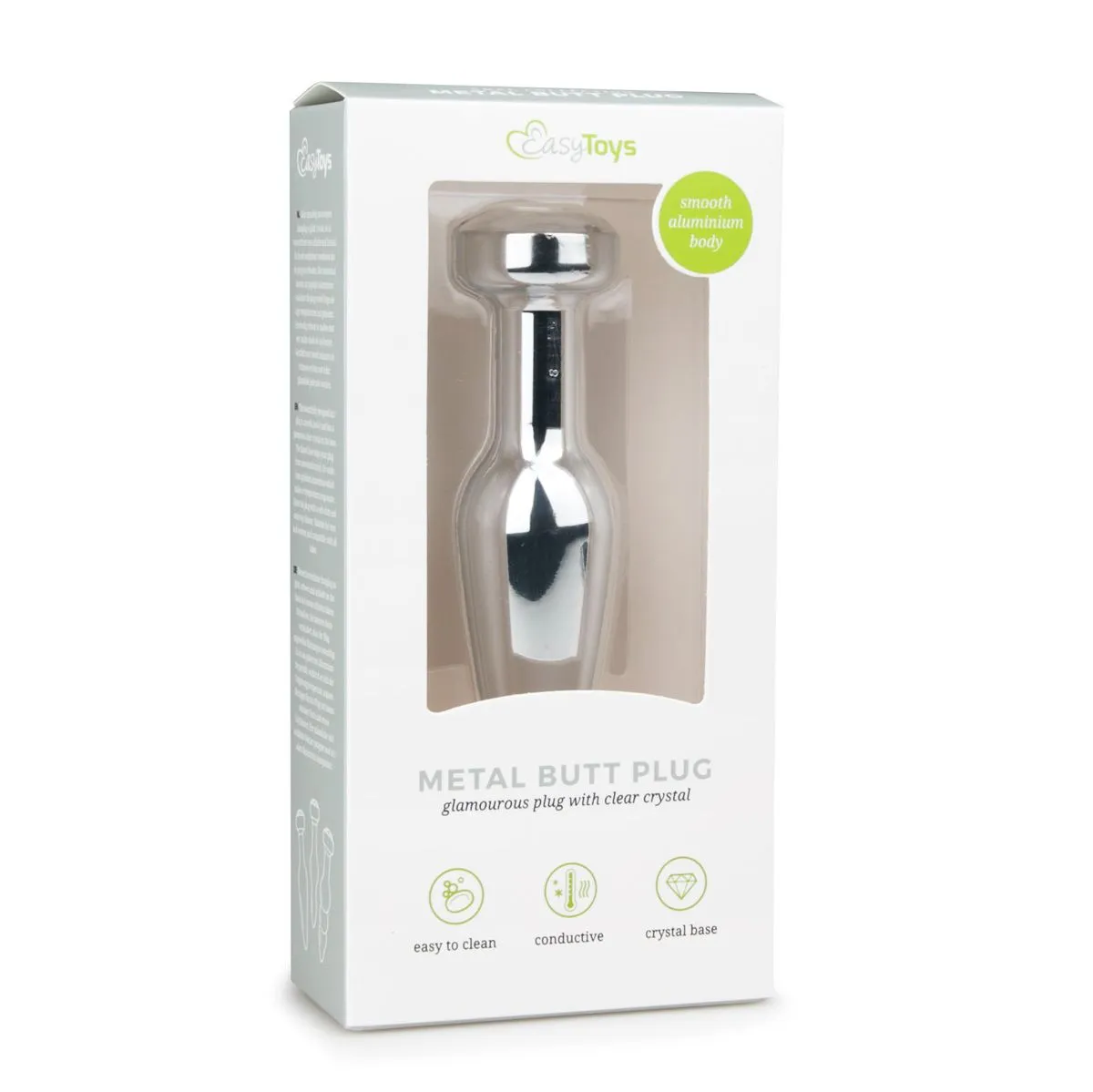 Easytoys Anal Collection - Metal Butt Plug with Clear Stone Medium Zilver (1 stuk)