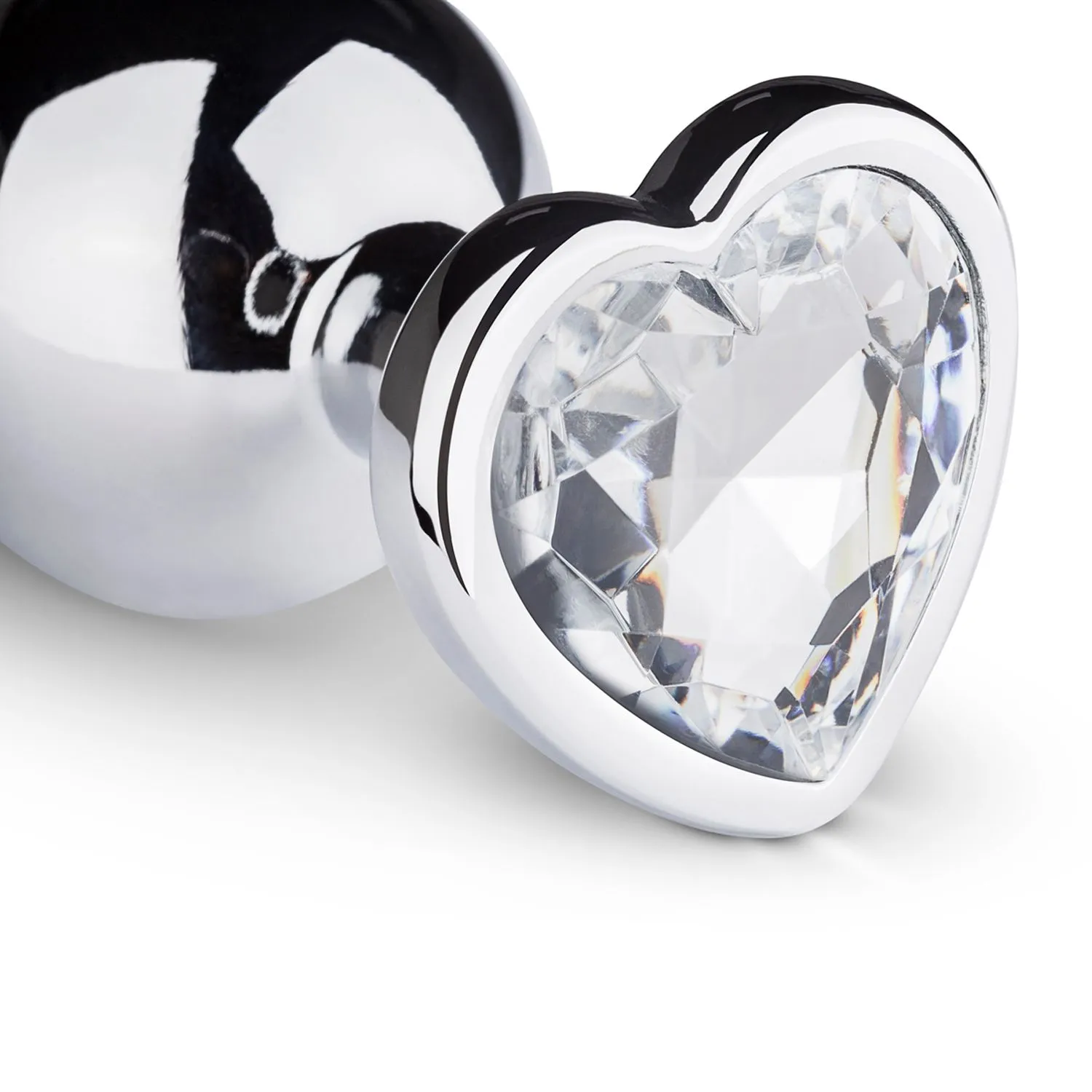 Easytoys Anal Collection - Metal Butt Plug with Pink Heart Stone Medium Zilver (1 stuk) - image 2
