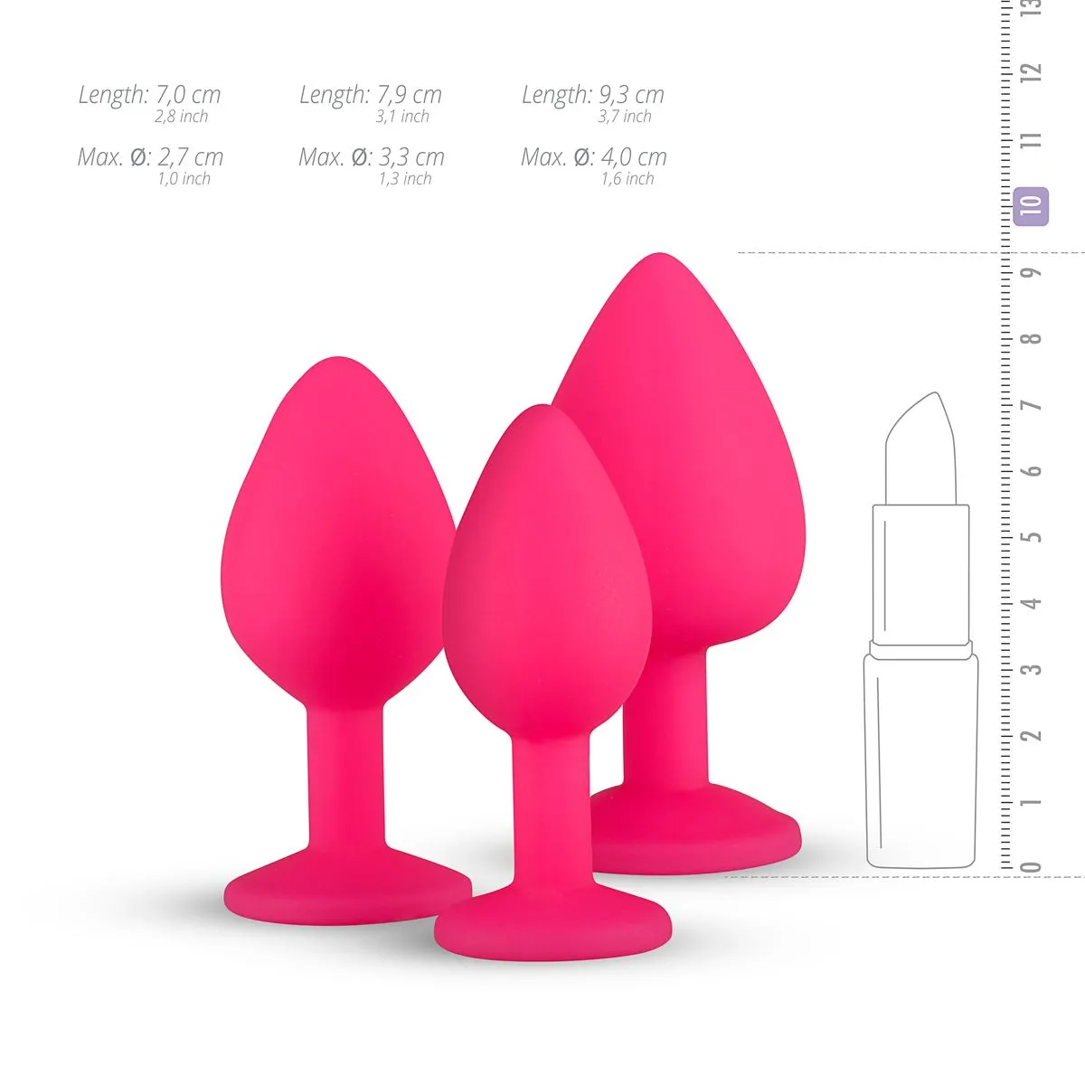 Easytoys Anal Collection - Silicone Buttplug Set with Diamond Roze (1 stuk) - image 10