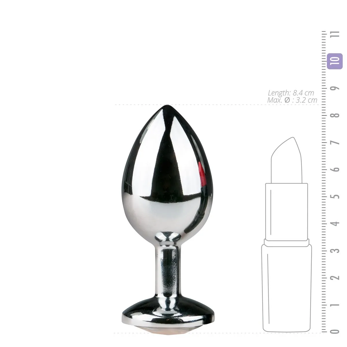 Easytoys Anal Collection - Metal Butt Plug with Pink Stone Medium Zilver (1 stuk) - image 3