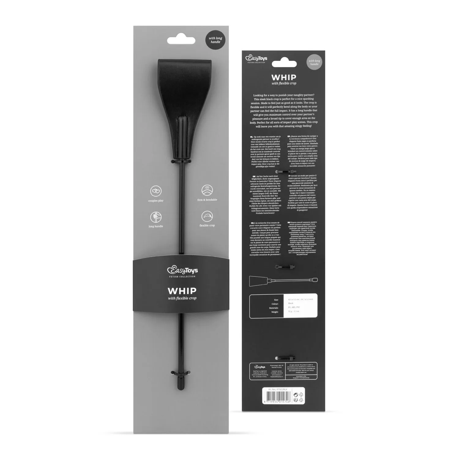 Easytoys Fetish Collection - Whip 42.5 cm Zwart (1 stuk)