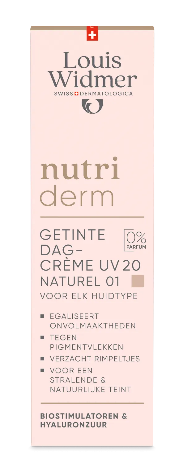 Louis Widmer Nutriderm Getinte Dagcrème Uv 20 Naturel 01 zonder Parfum (30 ml)