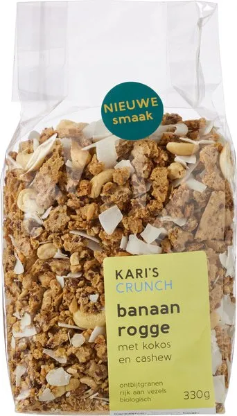Kari's Crunch Granola Banaan Rogge (330 gr)