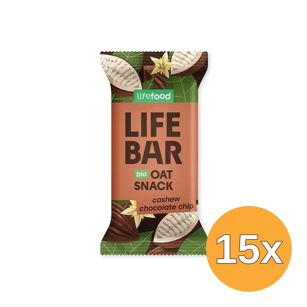 15x Lifefood Lifebar Oatsnack Chocolate Chip Bio (40 gr)
