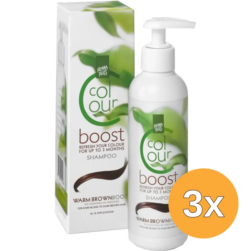 3x Hennaplus Colour boost warm brown (200 ml)
