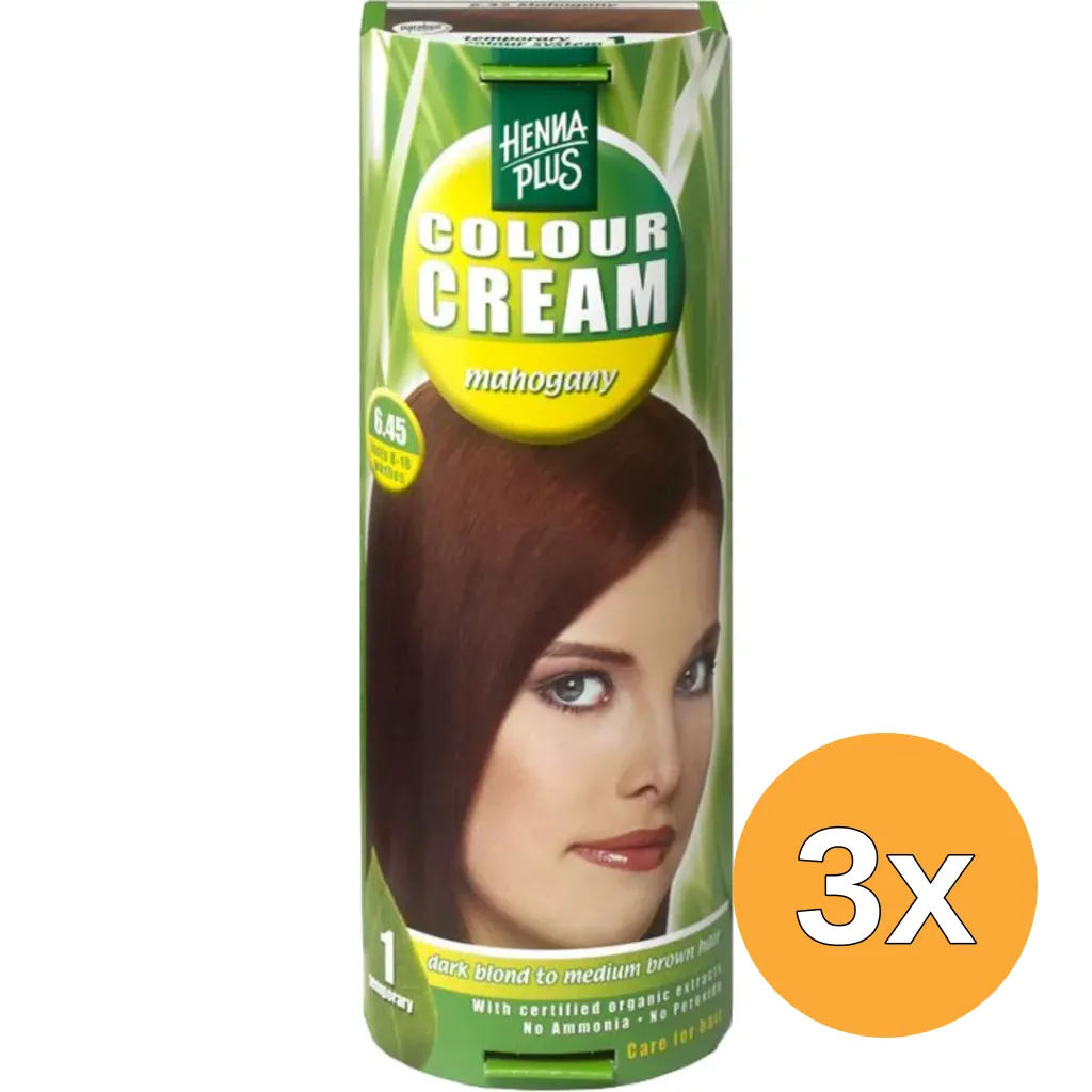 3x Hennaplus Colour cream 6.45 mahogany (60 ml)