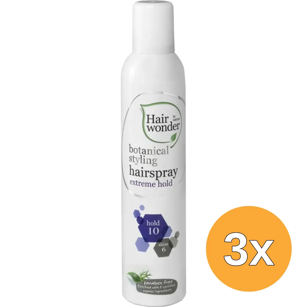 3x Hairwonder Botanical styling hairspray extra hold (300 ml)