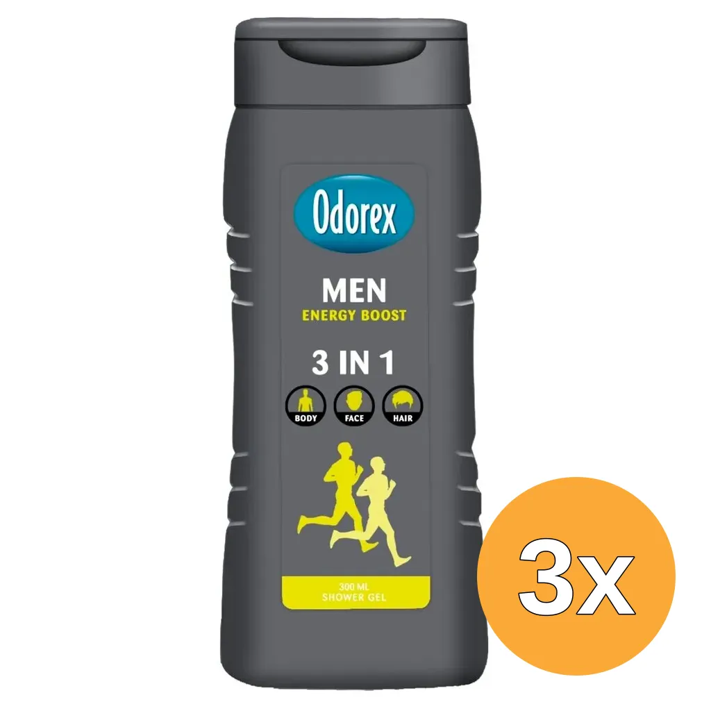 3x Odorex Showergel For Men Energy Boost (300 ml)
