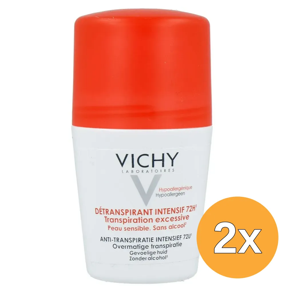 2x Vichy Deodorant Overmatige Transpiratie Roller 72h (50 ml)