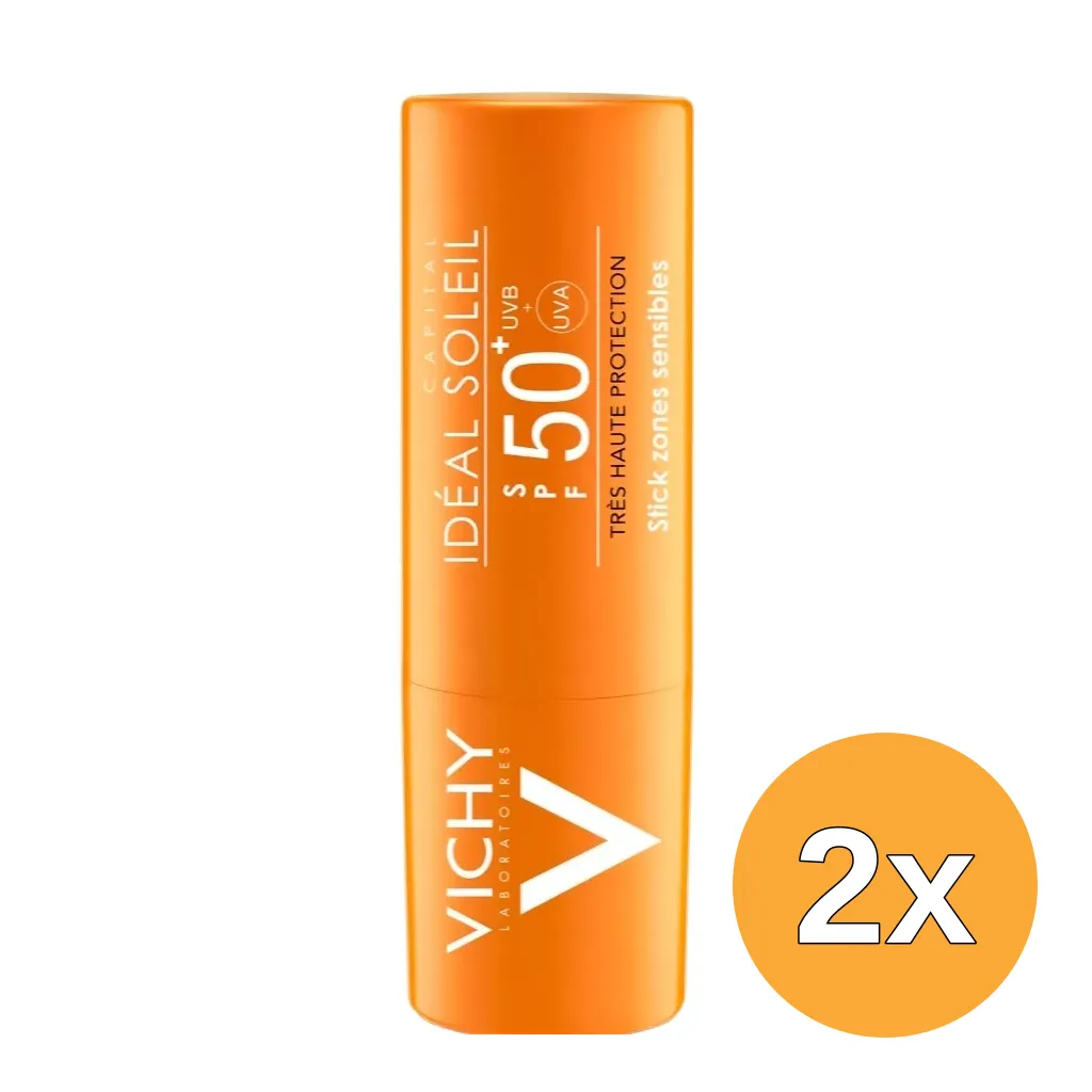 2x Vichy Ideal Soleil Stick Zones Sensibles SPF50+ (9 gr)