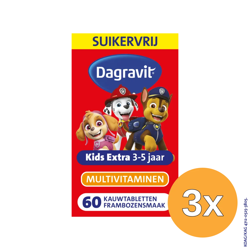 3x Dagravit Kids Extra 3-5 Jaar Multivitaminen (60 tabletten)