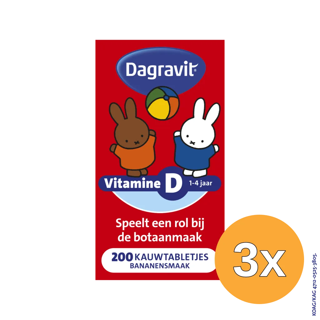 3x Dagravit Kids Vitamine D Kauwtabletjes (200 kauwtabletten)
