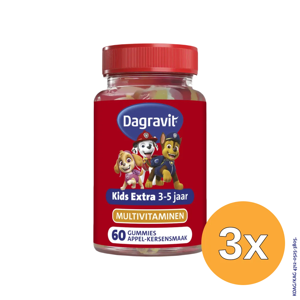 3x Dagravit Kids-Xtra Multi 3-5 Jaar Paw Patrol (60 gummies)