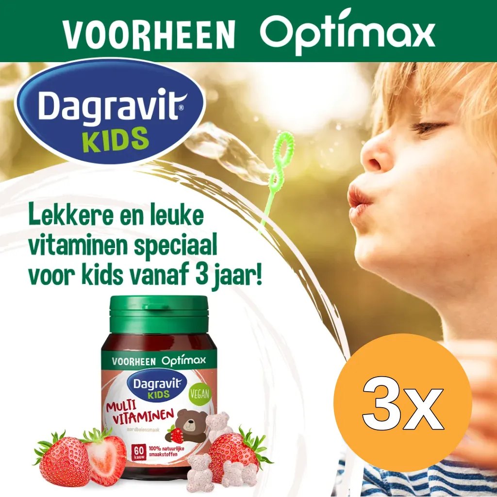 3x Dagravit Natural Kids Multivitaminen (60 kauwtabletten)