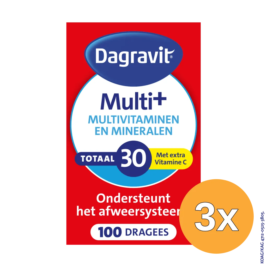 3x Dagravit Totaal 30 Multivitaminen (100 dragees)