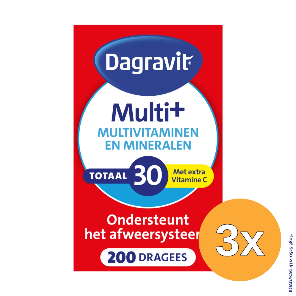 3x Dagravit Totaal 30 Multivitaminen (200 dragees)