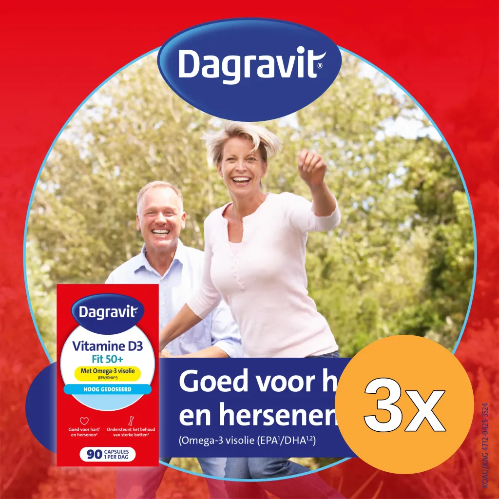 3x Dagravit Vitaal 50+ Vitamine D + Omega-3 Visolie (90 capsules)