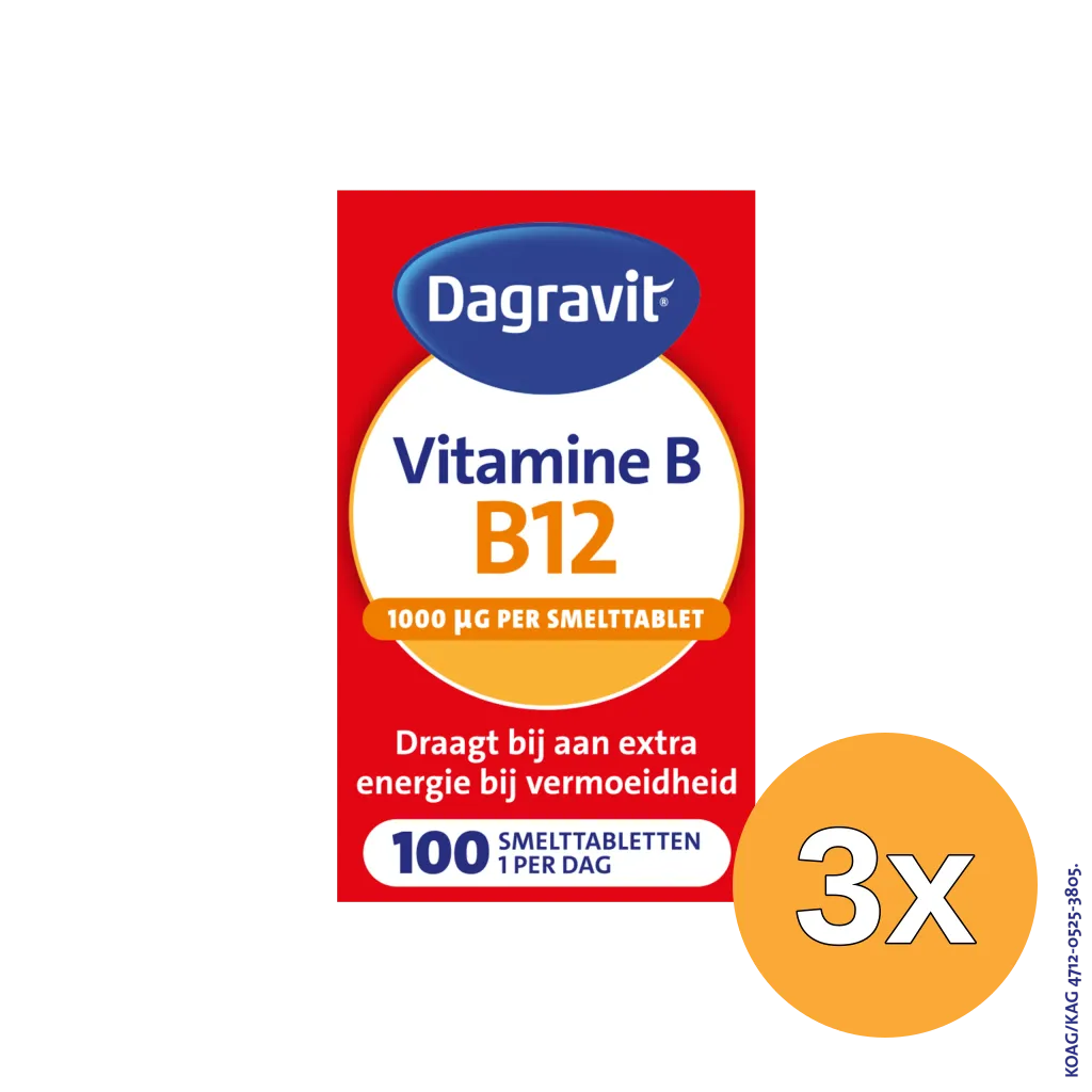 3x Dagravit Vitamine B12 1000mcg  (100 smelttabletten)