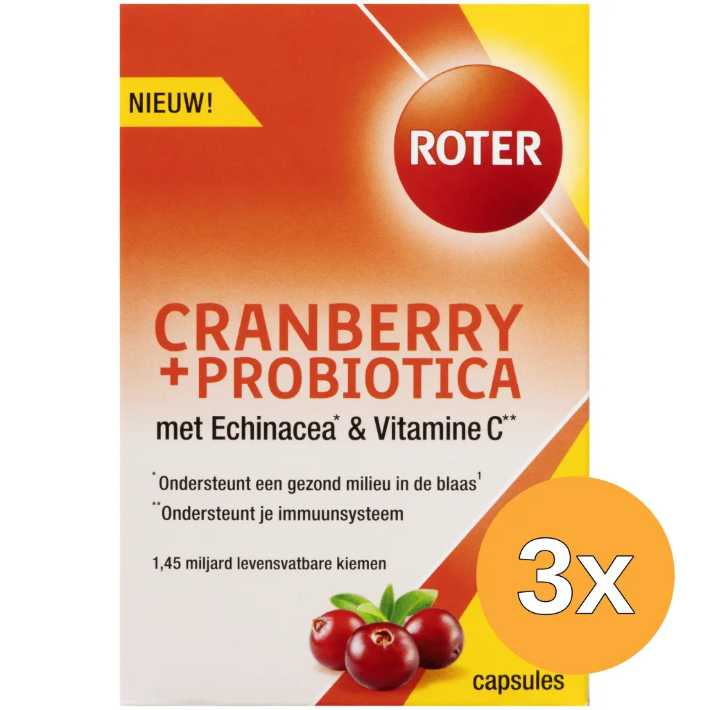 3x Roter Cranberry & Probiotica (30 capsules)