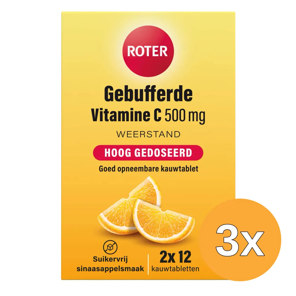 3x Roter Gebufferde Vitamine C 500mg (24 kauwtabletten)