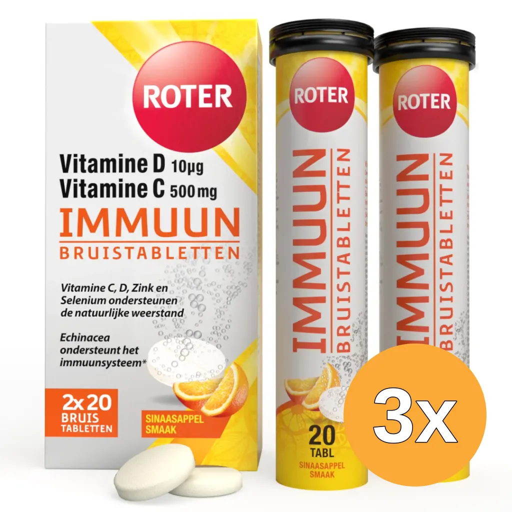 3x Roter Immuun bruistabletten met Vitamine C & D duopack (20 stuks)