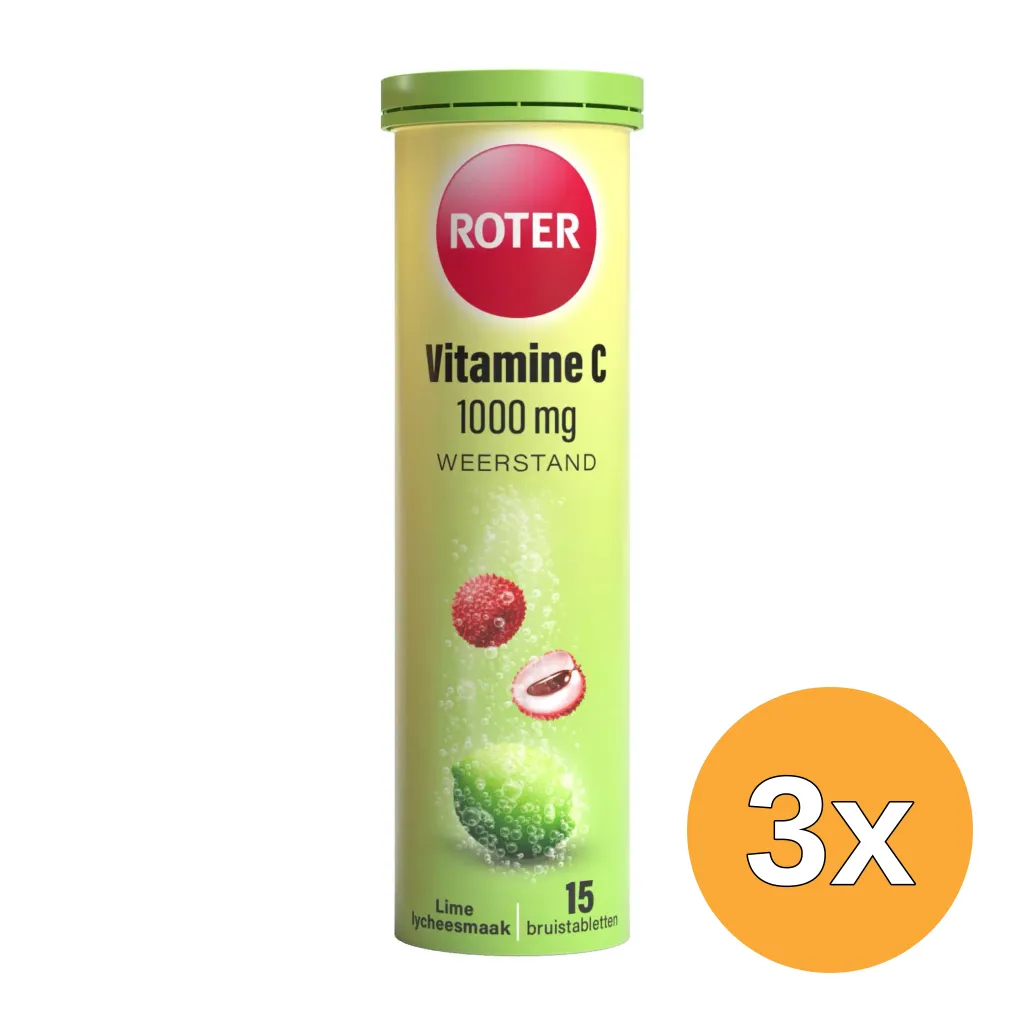 3x Roter Vitamine C 1000 mg Bruis Limoen (15 bruistabletten)