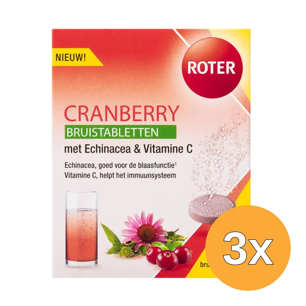 3x Roter cranberry duopack (20 bruistabletten)