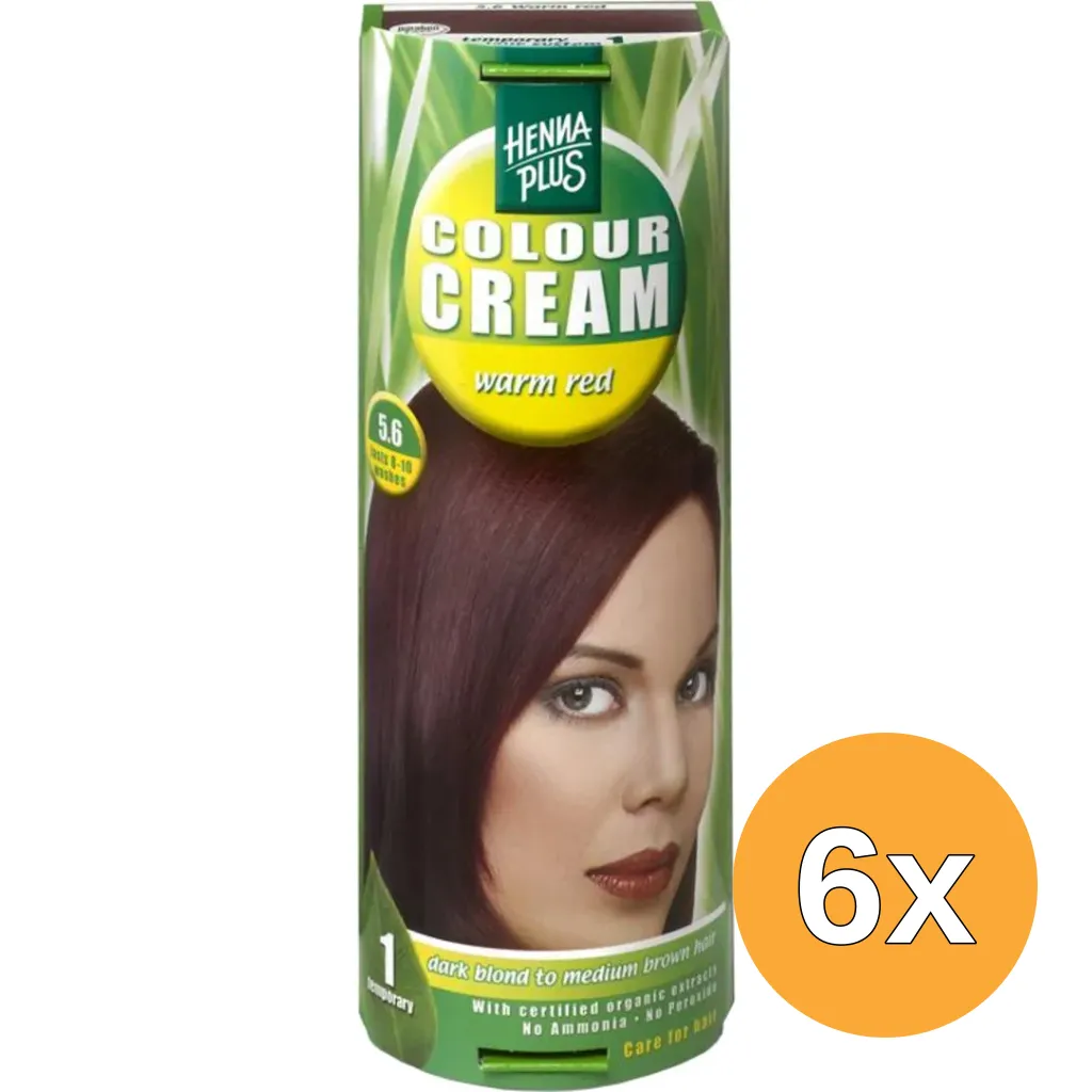6x Hennaplus Colour Cream 5.6 Warm Red (60 ml)