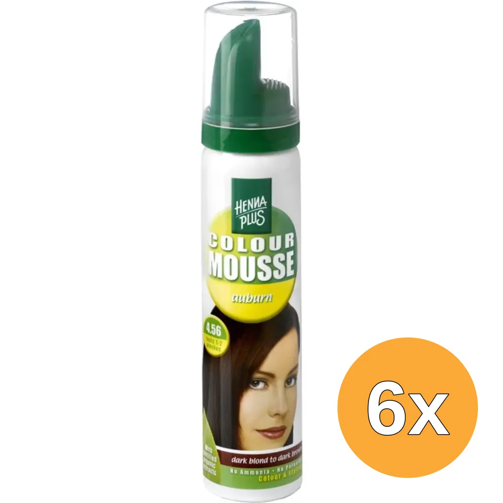 6x Hennaplus Colour mousse 4.56 auburn (75 ml)