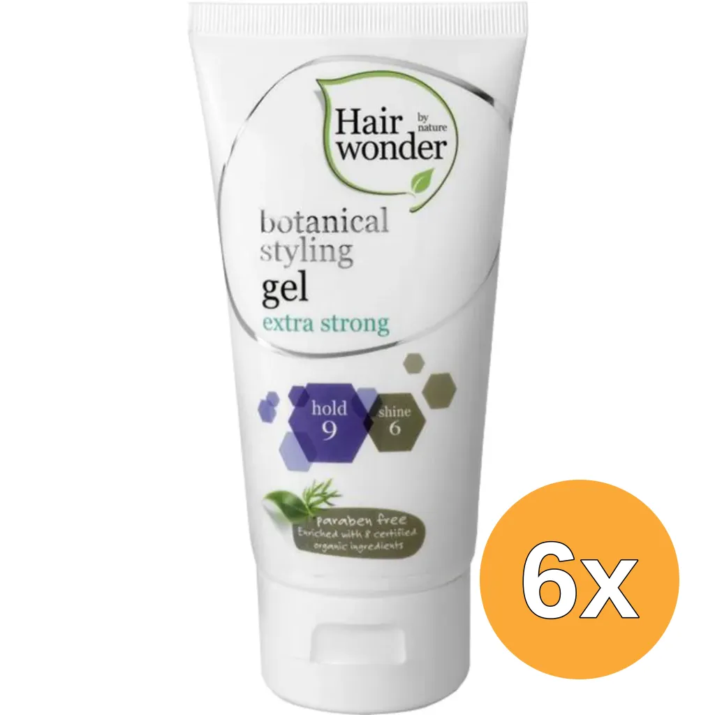 6x Hairwonder Botanical styling gel extra strong (150 ml)