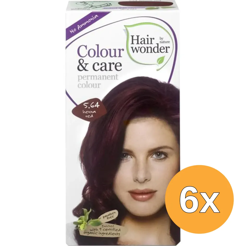 6x Hairwonder Colour & Care henna red 5.64 (100 ml)
