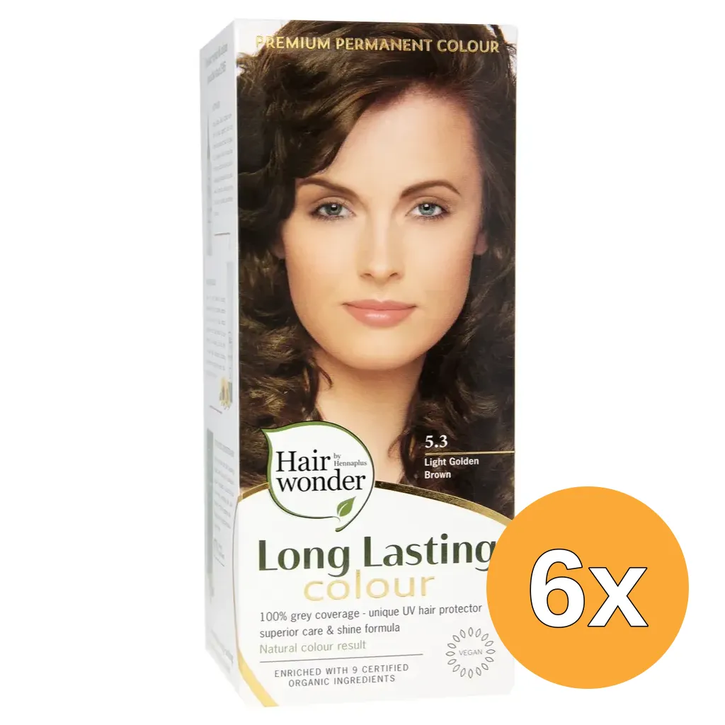 6x Hairwonder Long Lasting Colour 5.3 Golden Brown (100 ml)