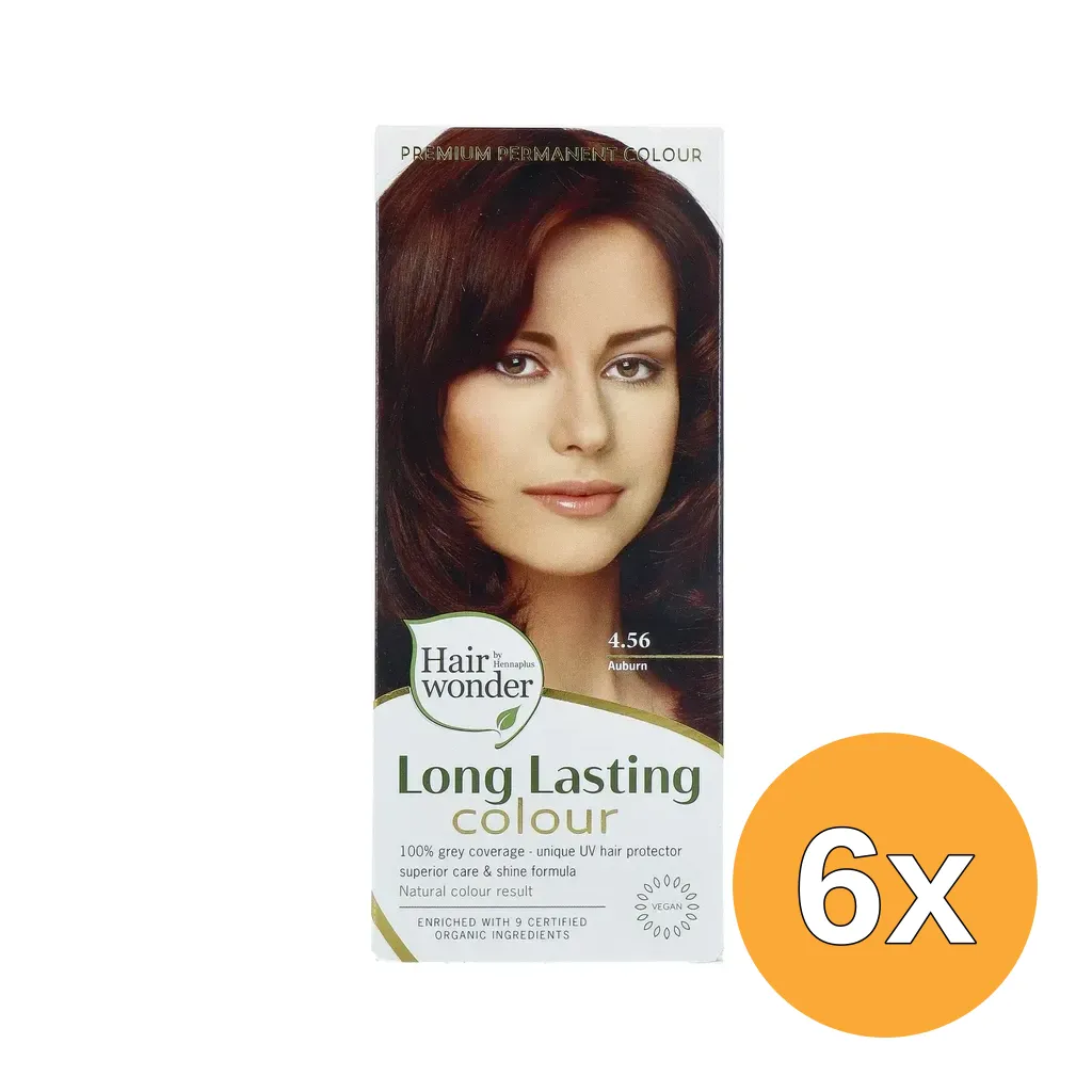 6x Hairwonder Long lasting colour 4.56 auburn (100 ml)