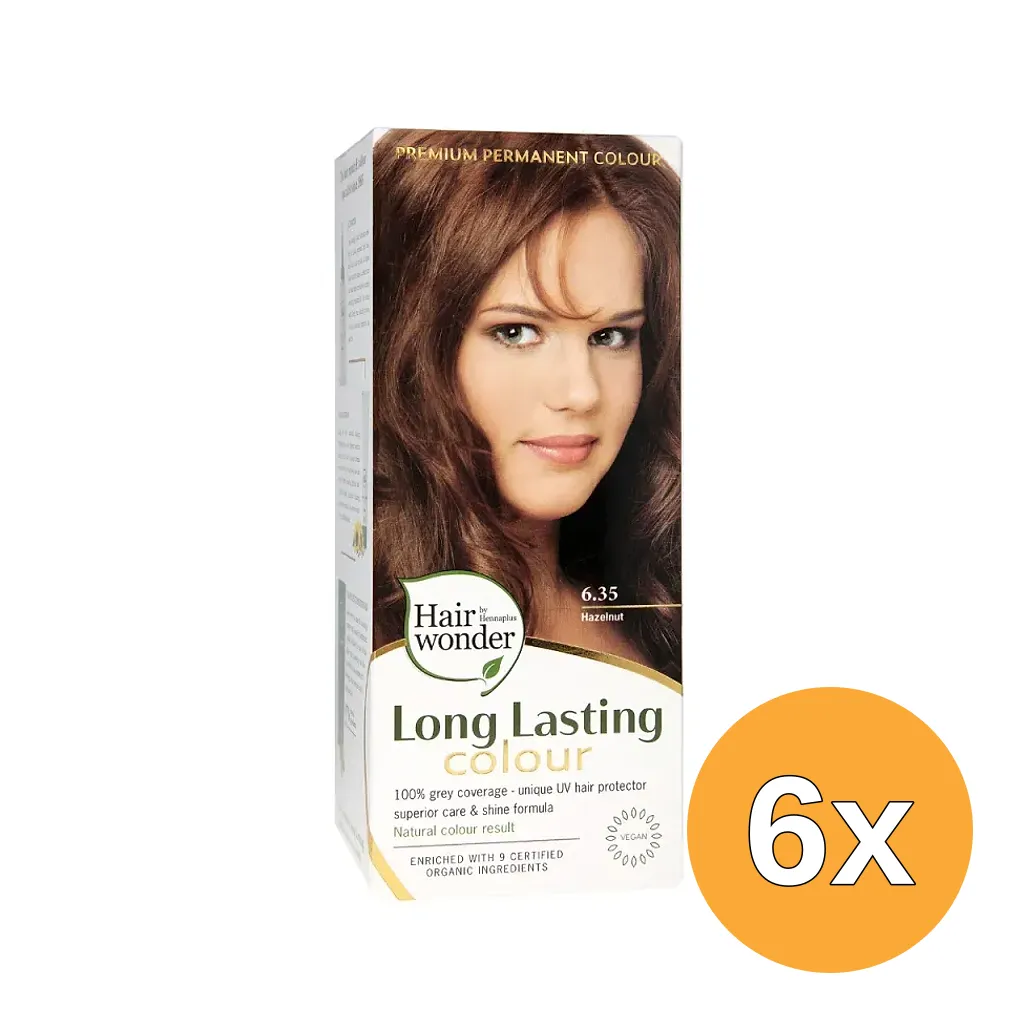 6x Hairwonder Long lasting colour 6.35 hazelnut (100 ml)