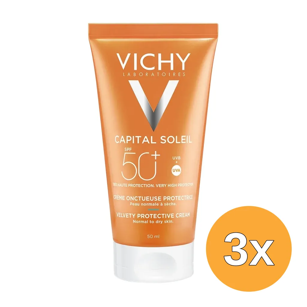 3x Vichy Capital Soleil Velvety Protective Cream SPF50+ (50 ml)