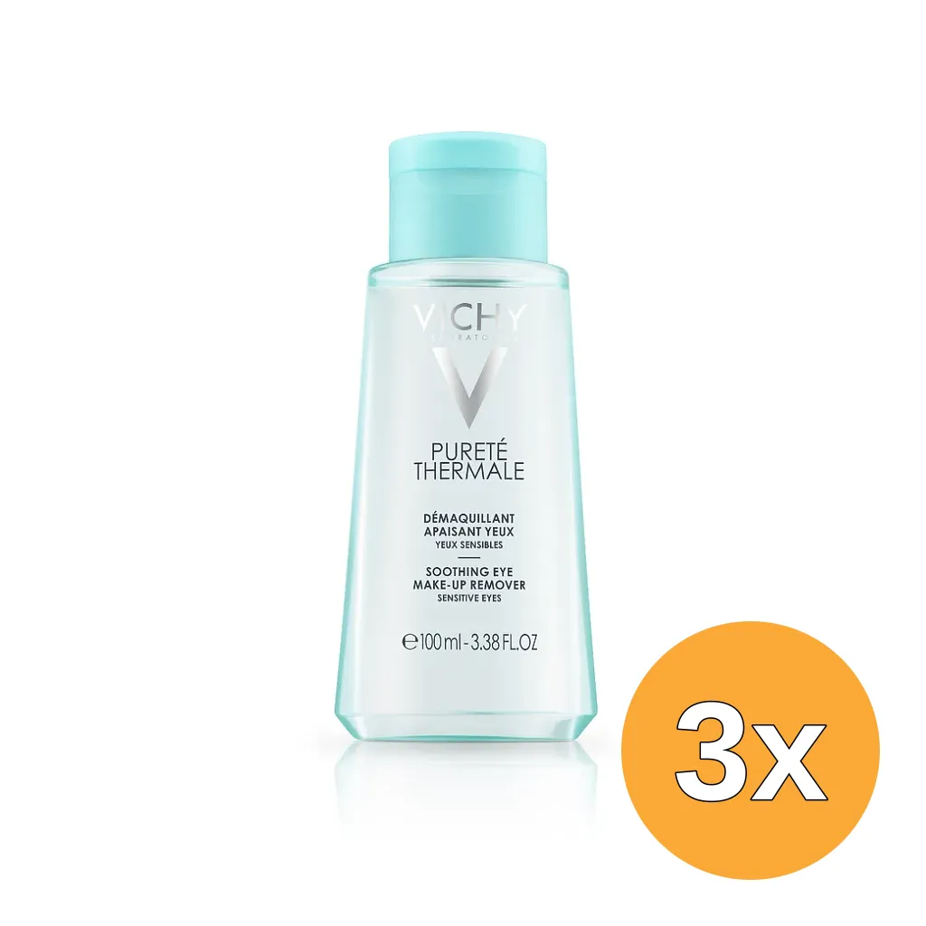 3x Vichy Pureté Thermale Soothing Eye Make-up Remover Sensitive Eyes (100 ml)
