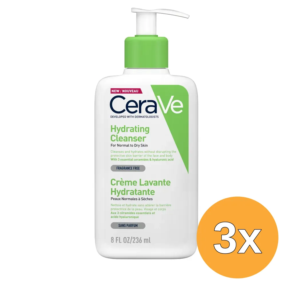 3x Cerave Hydraterende Reinigingscrème (236 ml)