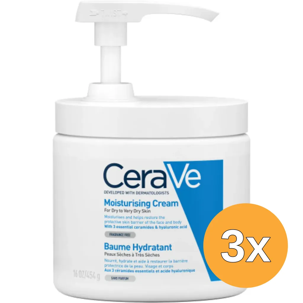3x Cerave Hydraterende creme pomp (454 gr)