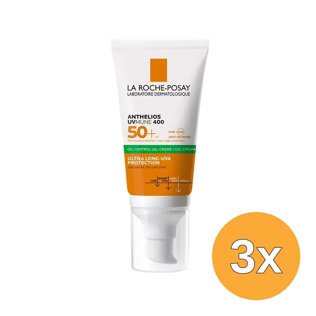 3x La Roche-Posay Anthelios Uvmune 400 Oil Control Gel-crème (50 ml)