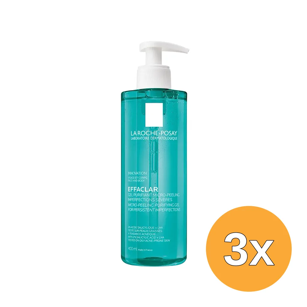 3x La Roche-Posay Effaclar Micro-peeling Purifying Gel (400 ml)