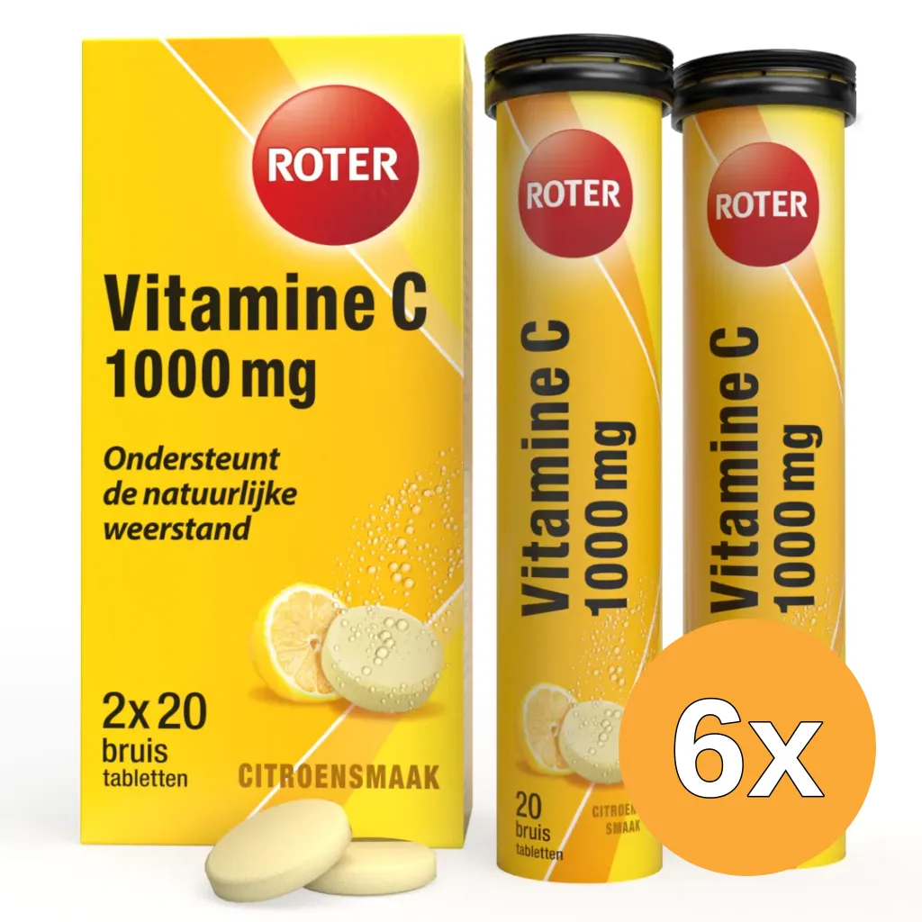 6x Roter Vitamine C Bruis 1000mg citroen duopack (40 bruistabletten)