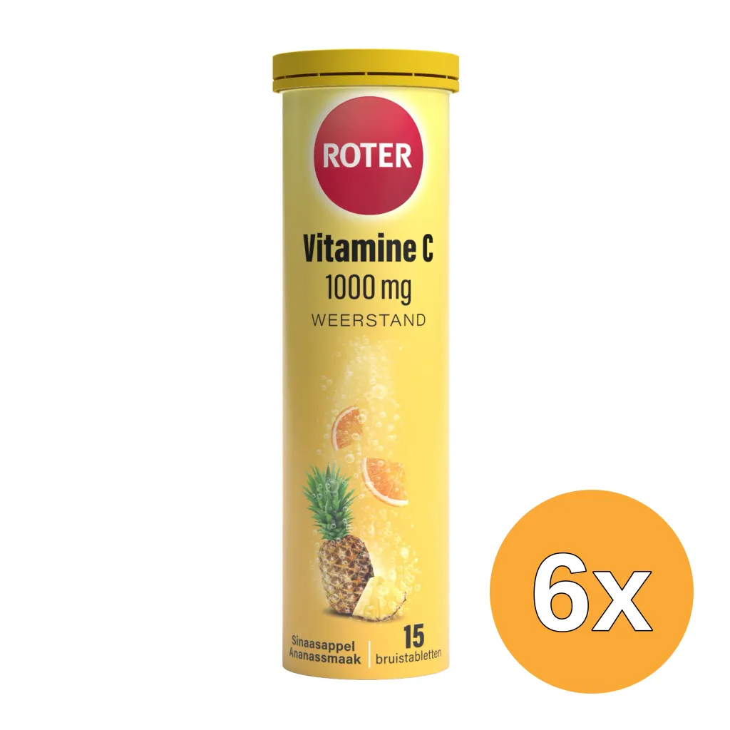 6x Roter Vitamine C 1000mg Sinaasappel-Ananas bruistabletten (15 tabletten)