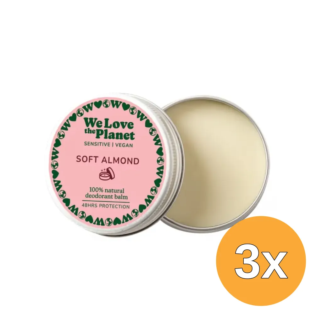 3x We Love The Planet Deodorant Balm - Soft Almond (Sensitive) (35 gr)