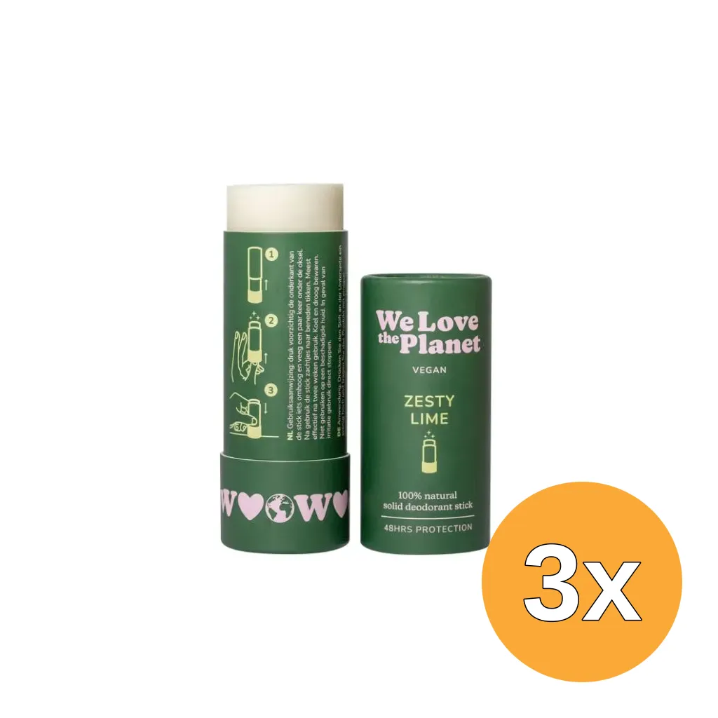 3x We Love The Planet Deodorant Stick - Zesty Lime (Vegan) (40 gr)